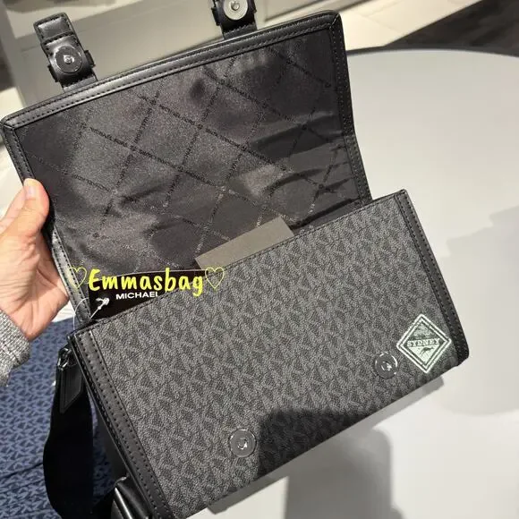 Michael Kors Cooper Embellished Signature Logo Trunk Crossbody Bag Black - Picture 5 of 8